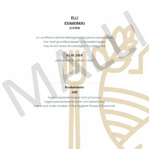 Hygieniapassi osaamistesti Helsinki
